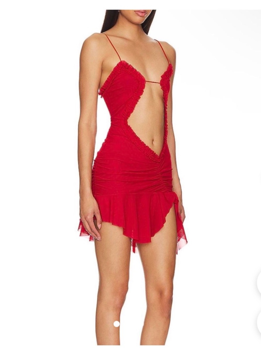Jaded London Short Red Ruched Dress, size 4 - Picture 2 of 8
